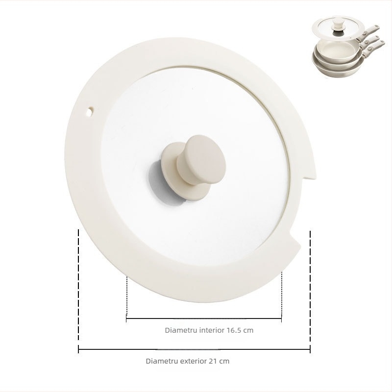 Capac din silicon alimentar cu sticlă temperată, rezistent la temperaturi înalte, etanș, cu mâner demontabil, pentru tigaie și oală de lapte