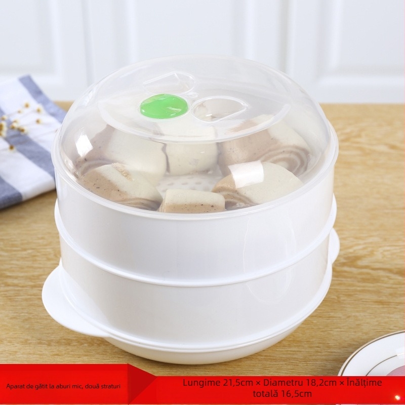 Coș rotund de gătit cu aburi din plastic pentru cuptorul cu microunde, pentru încălzirea alimentelor