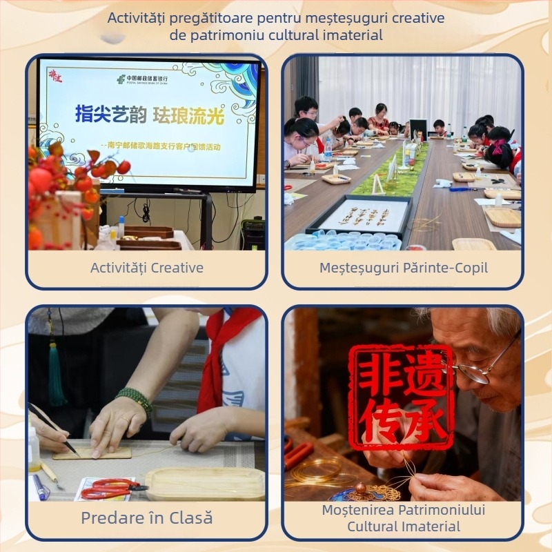 Semn de carte metalic cu emailuri filigranate – kit DIY, stil chinezesc, inspirat de patrimoniul cultural intangibil