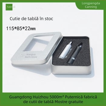 Cutie metalică cu fereastră pentru ambalarea cleștelui de unghii, pătrată 115×85×22 mm, tin mat, model 115 85 22, Long Pengda