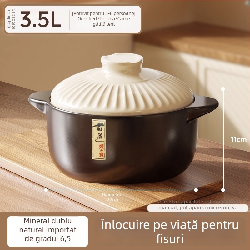 Oală ceramică de gătit pentru uz casnic, rezistentă la temperaturi înalte, fără fisuri, potrivită pentru aragaz, oală ceramică pentru supă