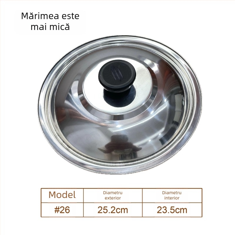 Capac din oțel inoxidabil gros pentru prăjit, capac mic, capac pentru oală uscată, capac plat rotund 18-28 cm