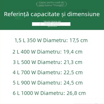 Capac pentru orez electric din oțel inoxidabil, 1,5L–6L, universal