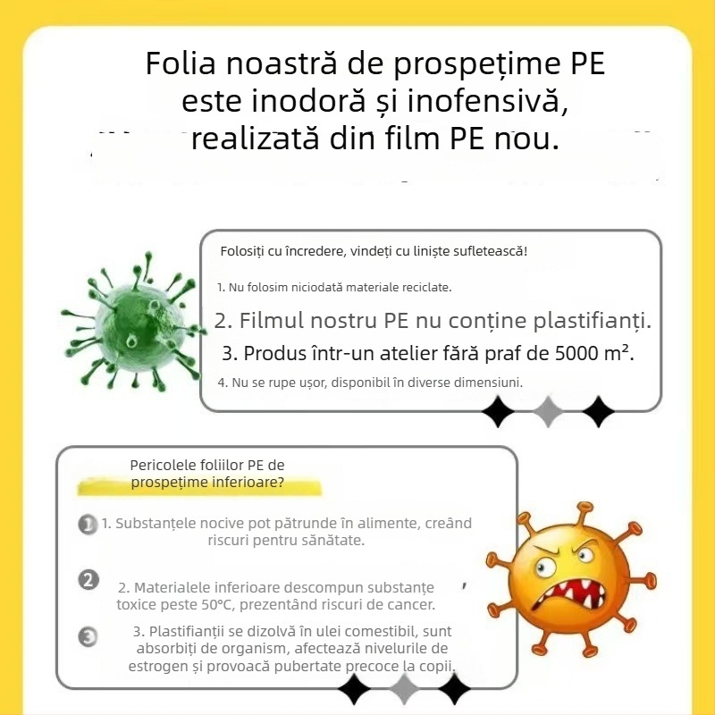 Capac folie alimentare de unică folosință pentru boluri, utilizare casnică, cu capac elastic anti-praf