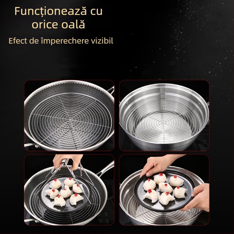 Raft de aburi din oțel inoxidabil, triunghiular, întărit, multifuncțional pentru gătit la abur în bucătărie