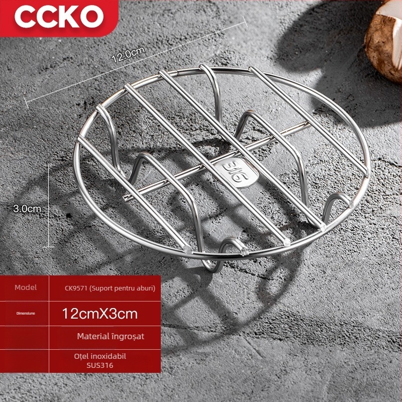 CCKO316 din oțel inoxidabil – suport pentru aburi cu picioare înalte, coș mic de aburi pentru orez, tavă și plasă de abur