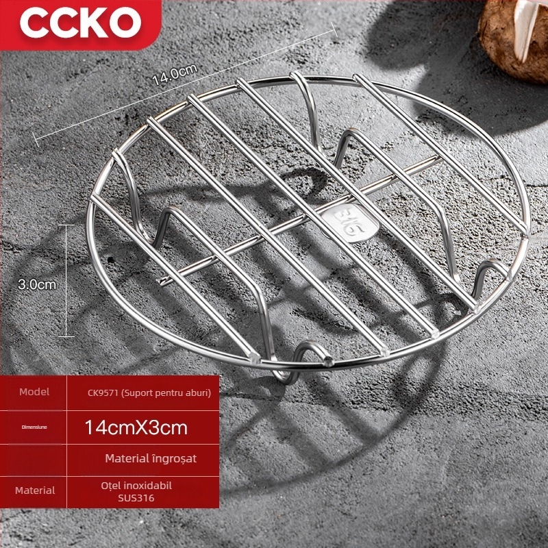 CCKO316 din oțel inoxidabil – suport pentru aburi cu picioare înalte, coș mic de aburi pentru orez, tavă și plasă de abur