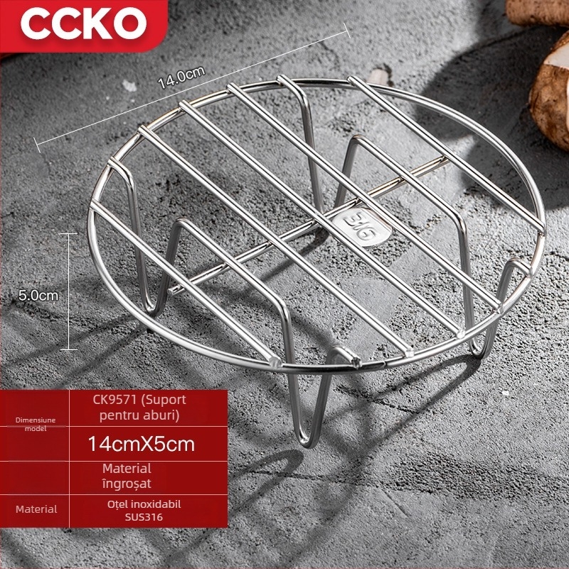 CCKO316 din oțel inoxidabil – suport pentru aburi cu picioare înalte, coș mic de aburi pentru orez, tavă și plasă de abur