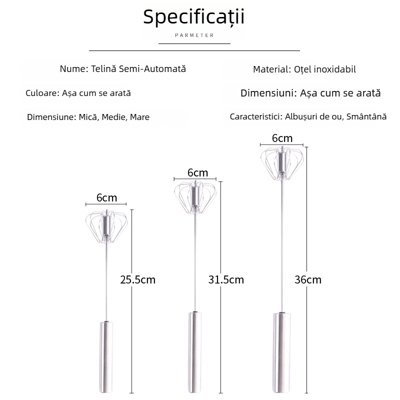 Tel de ouă rotativ din oțel inoxidabil, semi-automat, tip presat, pentru uz casnic