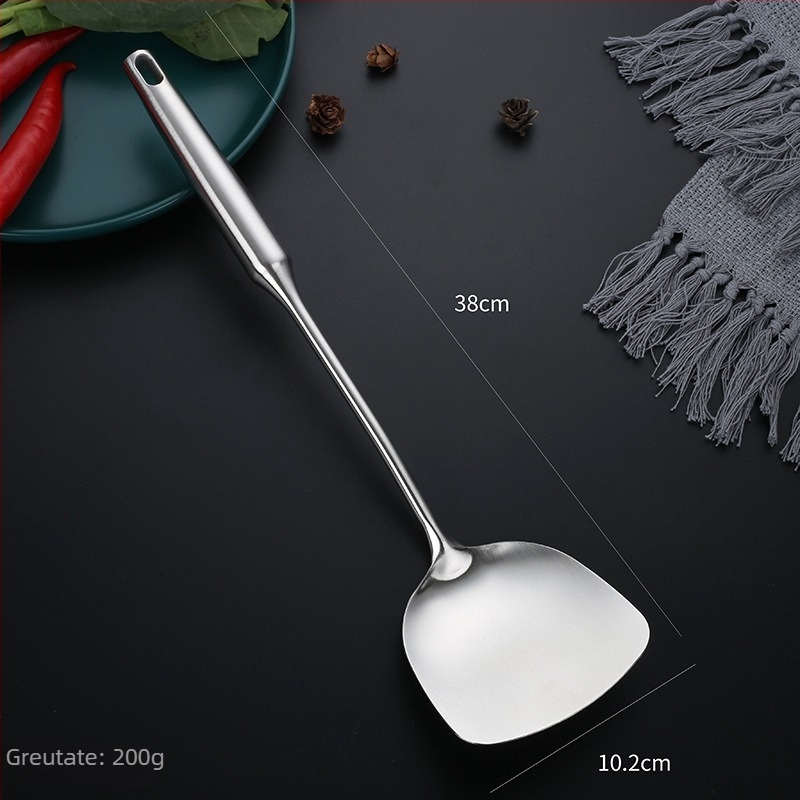 Set de ustensile de bucătărie din oțel inoxidabil 304 cu mânere termoizolante — spatulă, lingură de supă, spatulă pentru prăjit, lingură cu găuri, strecurătoare; personalizare cu logo disponibil