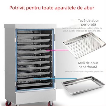 Tava de aburi din oțel inoxidabil 304, îngroșată, cu găuri — tavă mare pătrată pentru aburirea orezului