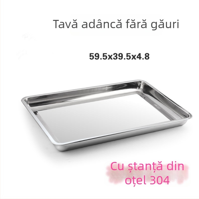 Tava de aburi din oțel inoxidabil 304, îngroșată, cu găuri — tavă mare pătrată pentru aburirea orezului