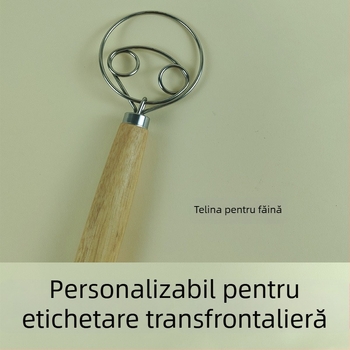 Batător de ouă din oțel inoxidabil, sită pentru făină, mixer pentru aluat, ustensilă de salată din stejar, unelte de bucătărie manuale pentru coacere