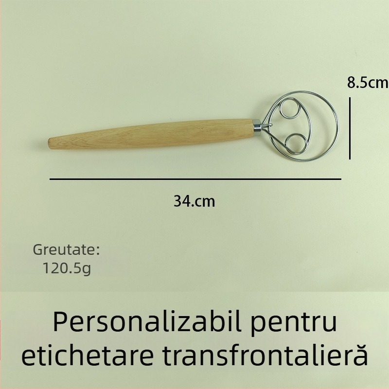 Batător de ouă din oțel inoxidabil, sită pentru făină, mixer pentru aluat, ustensilă de salată din stejar, unelte de bucătărie manuale pentru coacere