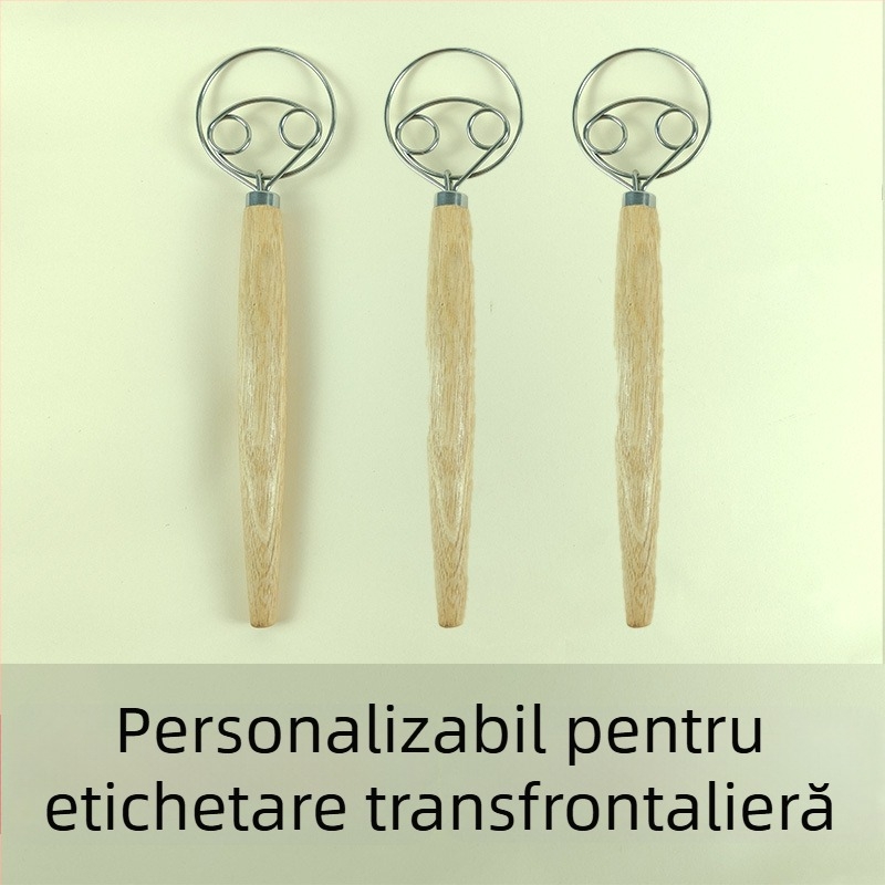 Batător de ouă din oțel inoxidabil, sită pentru făină, mixer pentru aluat, ustensilă de salată din stejar, unelte de bucătărie manuale pentru coacere
