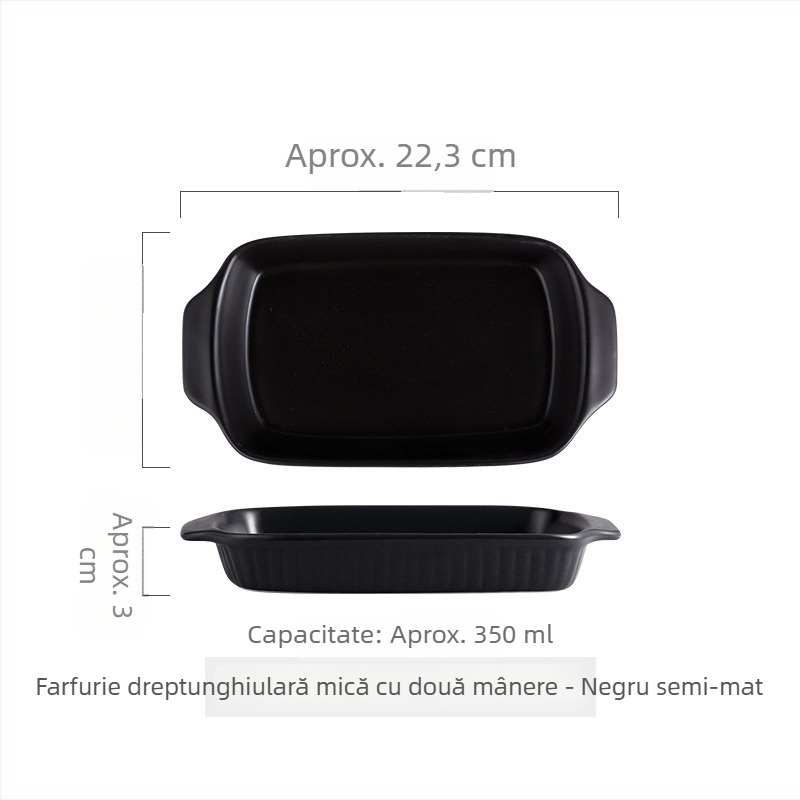 Tavă de cuptor ceramic Nordic, cu două mânere, pătrată, din porțelan, pentru uz casnic și restaurant, compatibilă cu microundele.