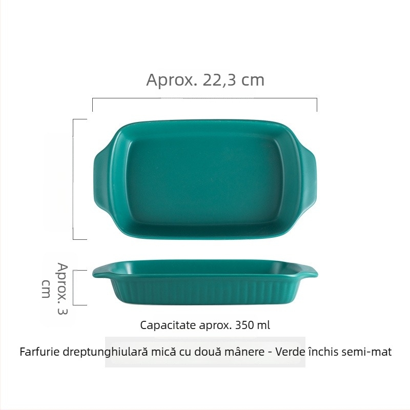 Tavă de cuptor ceramic Nordic, cu două mânere, pătrată, din porțelan, pentru uz casnic și restaurant, compatibilă cu microundele.