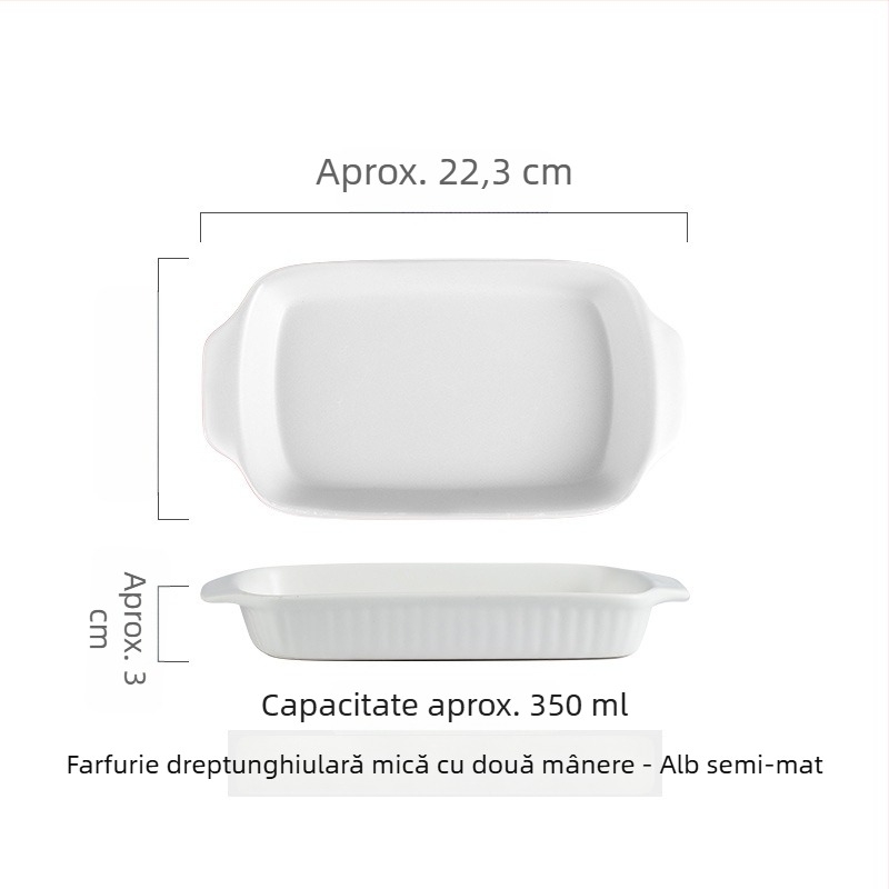 Tavă de cuptor ceramic Nordic, cu două mânere, pătrată, din porțelan, pentru uz casnic și restaurant, compatibilă cu microundele.