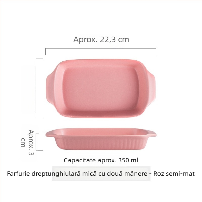 Tavă de cuptor ceramic Nordic, cu două mânere, pătrată, din porțelan, pentru uz casnic și restaurant, compatibilă cu microundele.