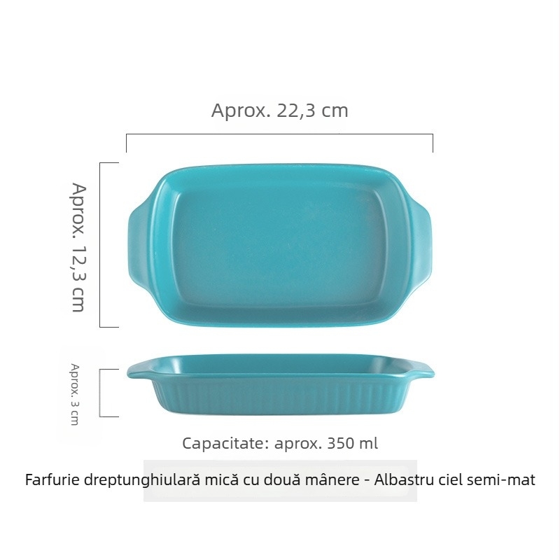 Tavă de cuptor ceramic Nordic, cu două mânere, pătrată, din porțelan, pentru uz casnic și restaurant, compatibilă cu microundele.