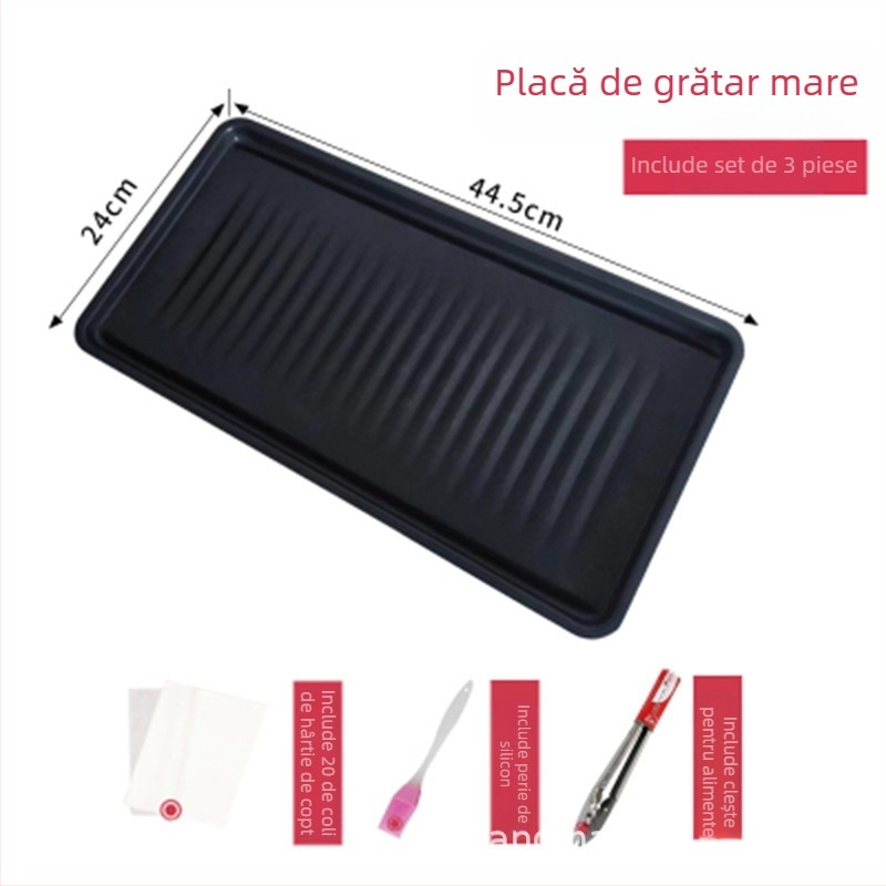 Placă de grătar pentru exterior, emailată, mare și groasă, pentru cărbune, antiaderentă