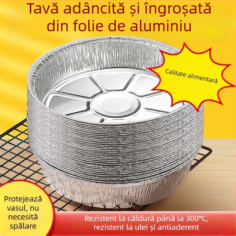 Tavi și boluri din folie de aluminiu pentru air fryer, boluri rotunde din folie pentru coacere, de calitate alimentară