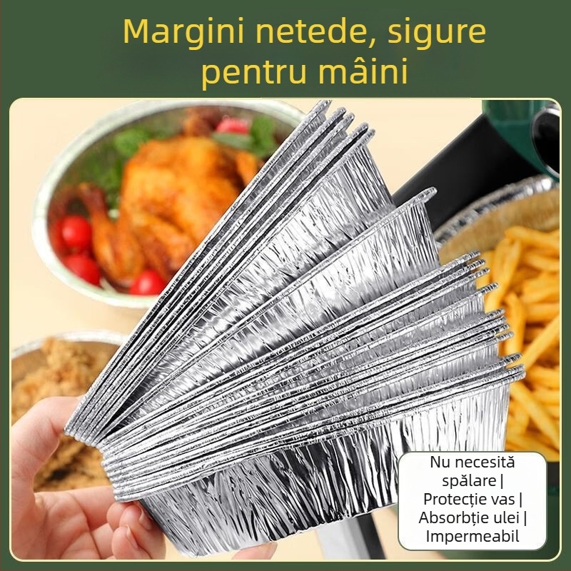 Tavi și boluri din folie de aluminiu pentru air fryer, boluri rotunde din folie pentru coacere, de calitate alimentară