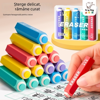 Kaba Bear radieră hexagonală pentru elevi, radieră de creion creativă, de înaltă calitate, fără firimituri, foarte curată