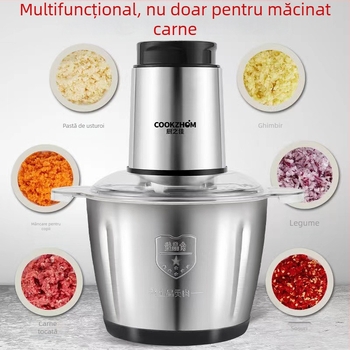 Mașină electrică din oțel inoxidabil pentru tocat carne și legume, procesor de bucătărie multifuncțional pentru carne și usturoi