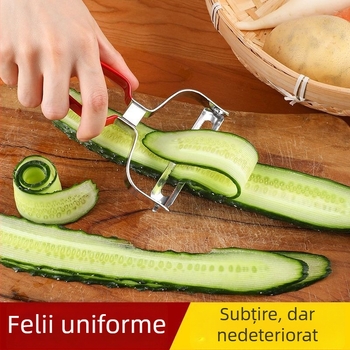 Cuțit de curățare și feliere din oțel inoxidabil pentru legume și fructe — felii de castraveți și ridichi