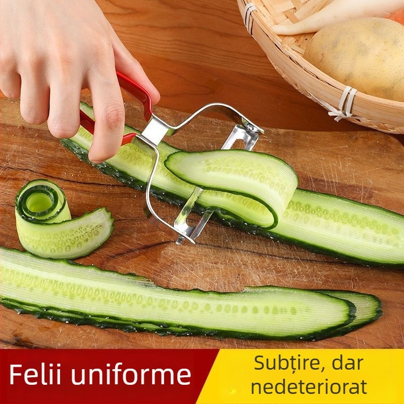 Cuțit de curățare și feliere din oțel inoxidabil pentru legume și fructe — felii de castraveți și ridichi