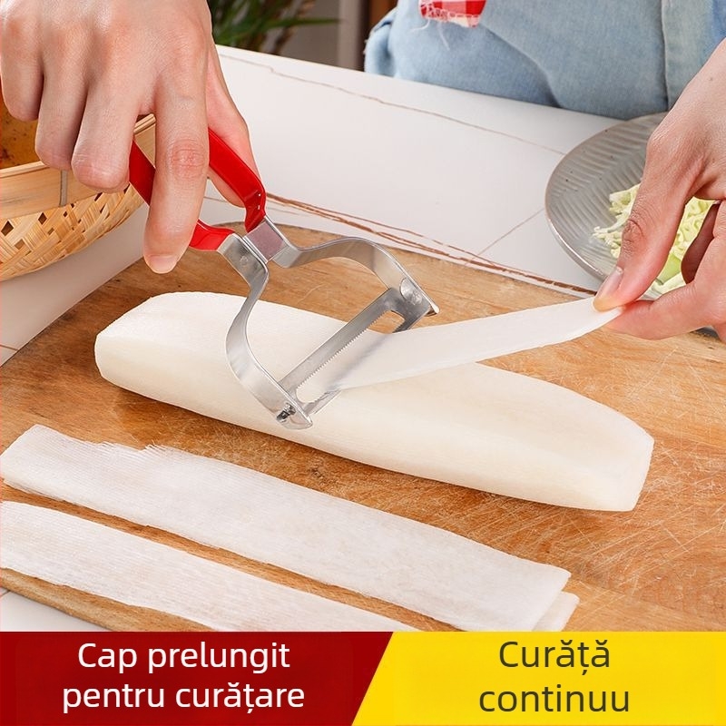 Cuțit de curățare și feliere din oțel inoxidabil pentru legume și fructe — felii de castraveți și ridichi