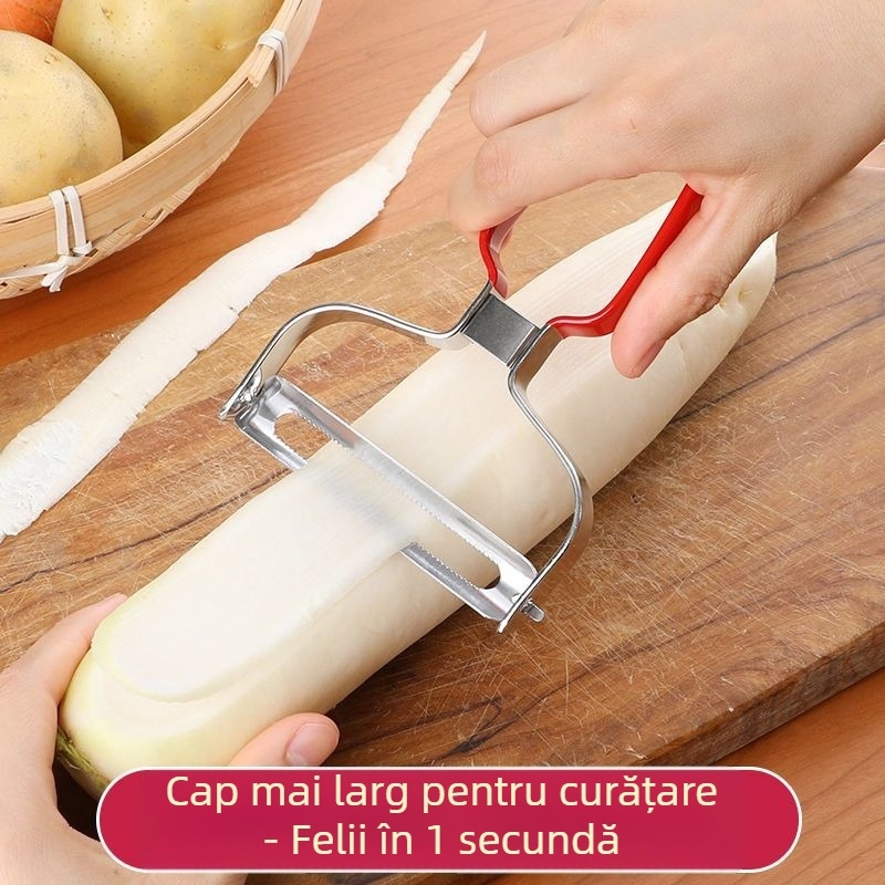 Cuțit de curățare și feliere din oțel inoxidabil pentru legume și fructe — felii de castraveți și ridichi