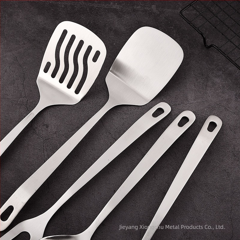 Set de ustensile de bucătărie din oțel inoxidabil: spatule, spatulă pentru prăjit, spatulă pentru tigaie, furculițe pentru carne și lingură de orez