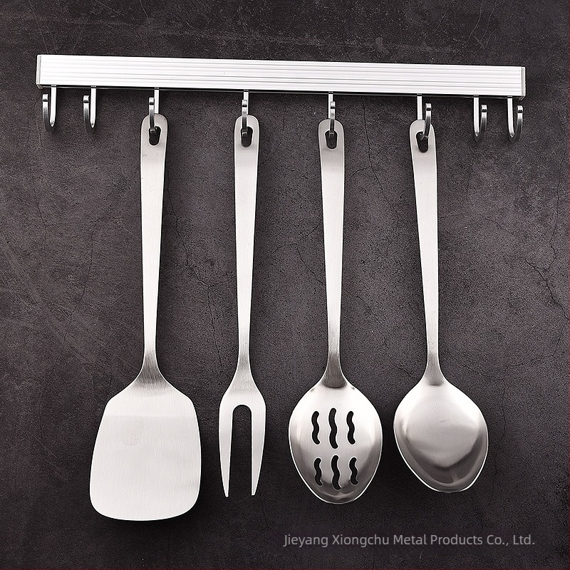 Set de ustensile de bucătărie din oțel inoxidabil: spatule, spatulă pentru prăjit, spatulă pentru tigaie, furculițe pentru carne și lingură de orez