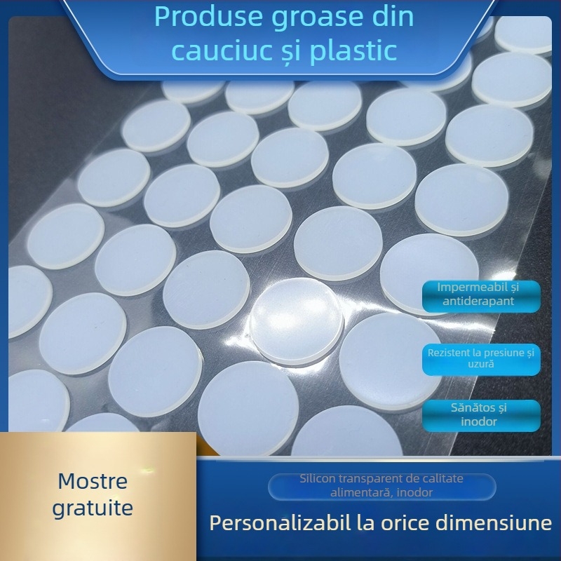 Garnitură din silicon transparent de calitate alimentară, autoadezivă, disc circular cu puncte mici pentru picioarele mouse-ului – anti-derapare și amortizare