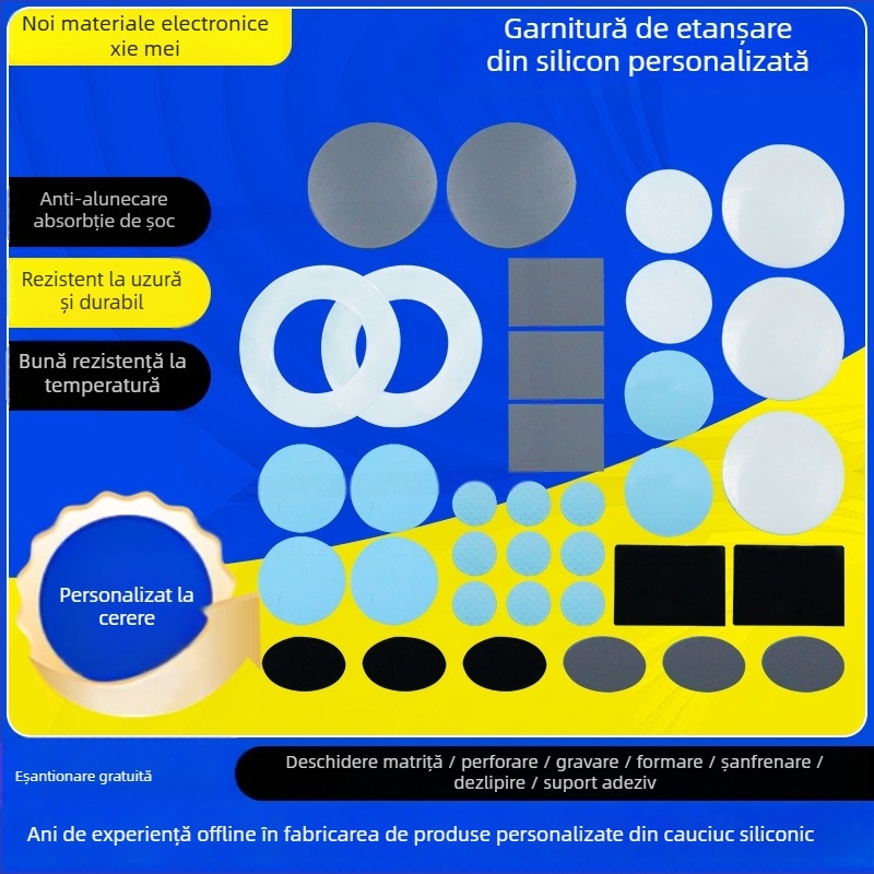 Garnitură de etanșare din silicon pentru mobilier și electrocasnice, autoadezivă, de calitate alimentară, antiderapantă și amortizantă, pentru termosuri
