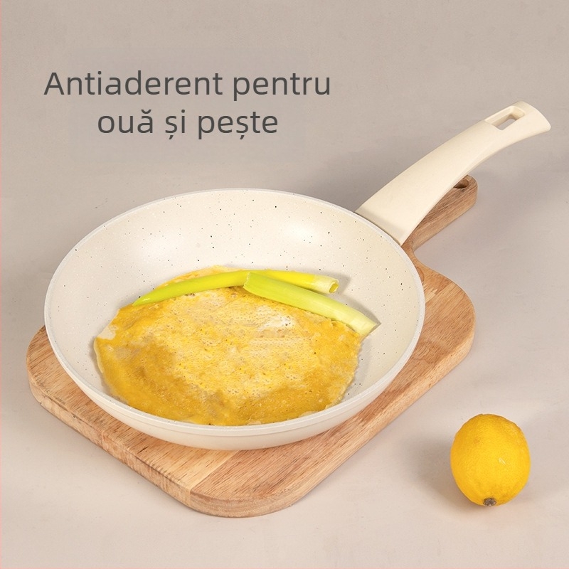 Set de vase de bucătărie cu piatră Maifan, 10 piese, antiaderent, include tigaie, oală de supă și grătar pentru aburi, universal pentru plite cu inducție și gaz
