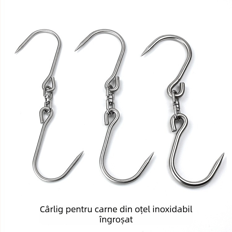 Cârlig de carne din oțel inoxidabil, grosime extra, cârlig S mare cu cârlig dublu pentru porc și carne de vită