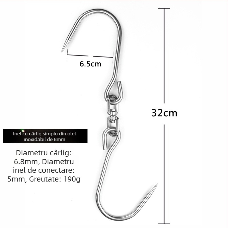 Cârlig de carne din oțel inoxidabil, grosime extra, cârlig S mare cu cârlig dublu pentru porc și carne de vită