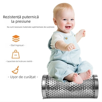 Cerc rotund din oțel inox, grătar exterior portabil, albastru