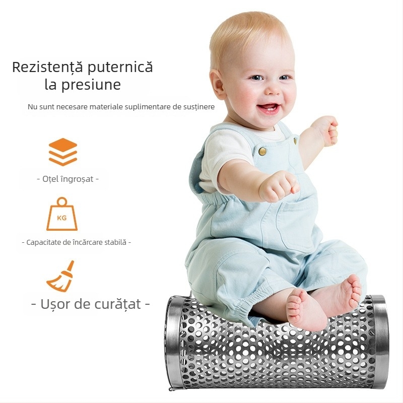 Cerc rotund din oțel inox, grătar exterior portabil, albastru