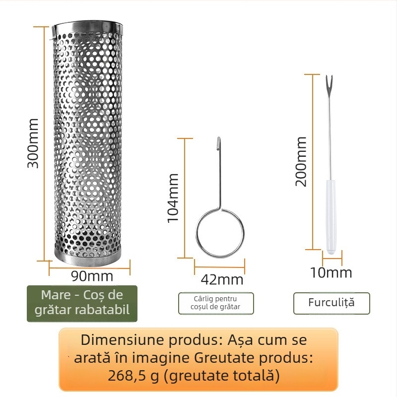 Cerc rotund din oțel inox, grătar exterior portabil, albastru