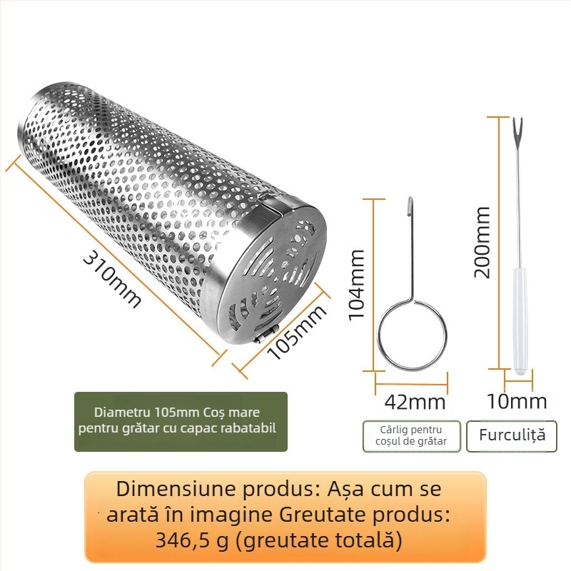 Cerc rotund din oțel inox, grătar exterior portabil, albastru