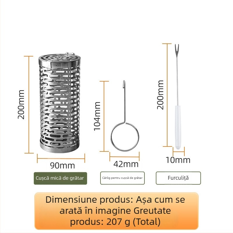 Cerc rotund din oțel inox, grătar exterior portabil, albastru