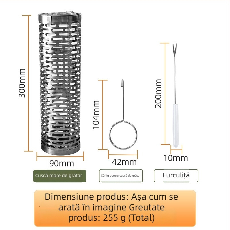Cerc rotund din oțel inox, grătar exterior portabil, albastru