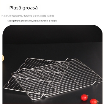 Gril din oțel inoxidabil pentru grătar, tavă pătrată, rețea de răcire pentru produse de patiserie la cuptor, tavă dreptunghiulară, drenaj ulei și apă