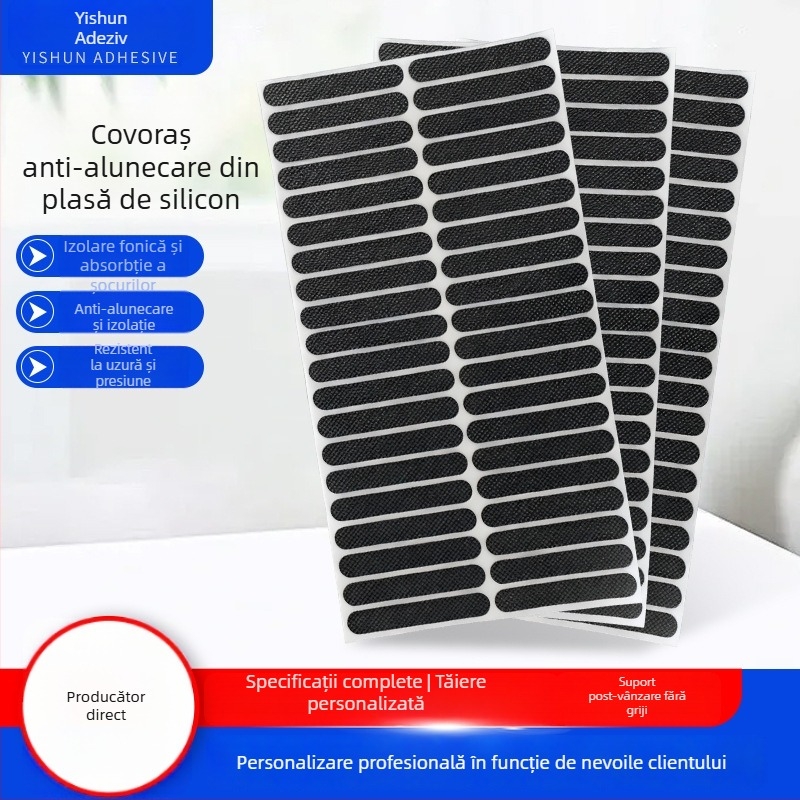 Padă de silicon cu plasă anti-derapaj, personalizabilă, neagră, rezistentă la căldură, autoadezivă, îngroșată