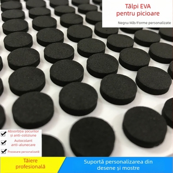 Covoraș rotund din spumă EVA negru, autocolant, absorbție de vibrații și anti-derapare, pentru tavă de ceai