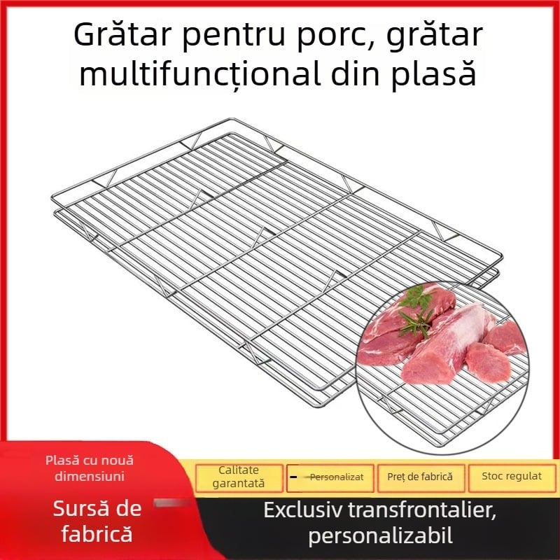 Raft din plasă din oțel inoxidabil, dreptunghiular, cu două niveluri, pentru uscarea prăjiturilor și a pâinii, plasă pentru grătar